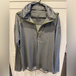 Patagonia Gray Pullover Half-Zip with Olive Trim